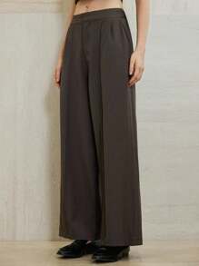 Aveloria Modichic 高腰阔腿裤，高腰设计提升腰线，复古款经典耐穿，亲肤面料，适合多种场合和日常通勤 - 深灰色 - 查看 5