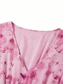 Ellevyn 女士优雅粉色印花网纱连衣裙，适合度假、下午茶、外出、约会、上学、音乐会、教师节等场合，也可作为夏季连衣裙、婚礼宾客礼服、度假装、粉色连衣裙、生日装等。 - 彩色 - 查看 8