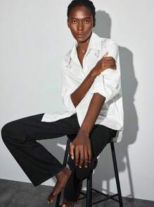 Maija Blusa elegante de mujer con adorno de perlas falsas, adecuada para ir a la oficina, camisa blanca para mujeres para salir, blusas para mujeres de oficina, para el cumpleaños de la mujer, blusa blanca para mujer de manga larga, camisa abotonada para mujer, todo blanco, todo blanco para fiesta de mujer, maestra, casual de negocios, mujer de otoño, otoño para mujer, cumpleaños de mujer, camisa abotonada de mujer con lentejuelas, escuela, otoño para mujer, Halloween