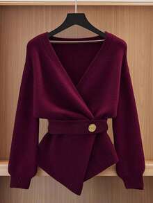 GlowEve 秋冬女士休闲纯色垂坠开衫