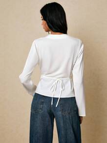 Poéselle Blusa casual y versátil de unicolor para mujer