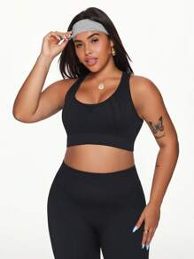 Easithlete Plus Size Women's Seamless Hollow Out Y-Back Sports Bra