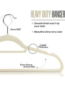 SHEIN 10/20pcs Luxury Black Flocked Anti Slip Hanger, Ultra-Thin And Space Saving - Heavy-Duty Rotating Black Hook Suitable For Clothing, Suits, Tops, Ties, Shirts, Skirts, And Pants Organization - Beige - View 7