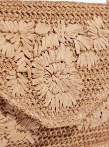 SHEIN SXY 女士，女式手提包，草编包，流苏，时尚，优雅，简约，个性化，多功能，适合海滩，度假，节日，夏季，海边，海滩派对 - 棕色 - 查看 6