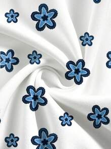 PopScrub Áo đồng phục bác sĩ/y tá cổ chữ V tay ngắn hai túi màu trắng có thiết kế in miếng vá denim giả đẹp mắt, áo chải lông thú cưng/chuyên gia dinh dưỡng/phòng thí nghiệm màu trơn cho nữ, đồ bảo hộ lao động chức năng, áo cánh mùa hè cho nữ - trắng - Xem 5