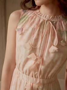 MOTF PREMIUM VÁY CỔ THẮT NƠ IN HOA - Hồng - Xem 2