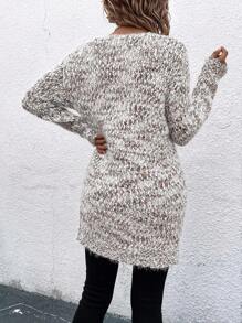 SHEIN LUNE 女士休闲日常长袖开衫 - 棕色 - 查看 2