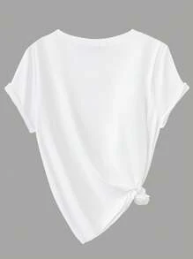 Calvaya Plus Size Solid Color Crew Neck Short Sleeve Casual T-Shirt - Multicolor - View 5