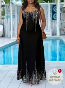 SHEIN Lady 大码全身印花休闲百搭吊带背心连衣裙