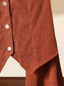 Bộ 2 món thanh lịch cho bé gái tuổi teen, áo dài tay cài nút trang trí nơ tương phản và chân váy mini màu trơn - Nhiều màu - Xem 4