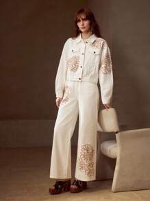 MOTF PREMIUM EMBROIDERY BUTTON UP DENIM JACKET