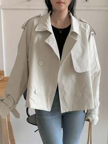 DAZY 女士宽松休闲短款风衣外套