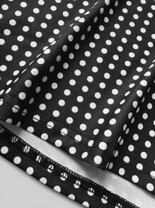 Vestido midi de lunares ajustado con cuello en V profundo y sin mangas para mujer de talla grande - Blanco y Negro - Ver 5