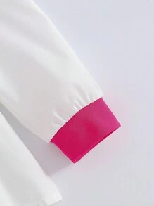 Young Girls 2 Pieces Set, Pearl Decor Fitted Long Sleeve Shirt & Slim Flared Pants, Spring/Autumn Fall Winter - Hot Pink - View 10