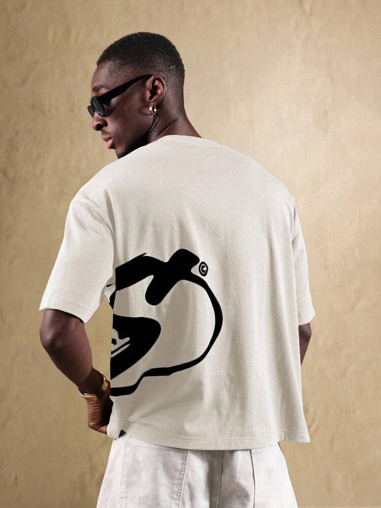 Oversized Graphic T Shirt With Modern Art Print