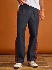 Musero Pantaloni plisați cu dungi și picioare drepte pentru bărbați, primăvară-vară, vacanță - Multicolor - Vizualizare 2