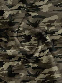 Slaydiva Plus Size Women Green Camouflage Print Square Neck Short Sleeve T-Shirt, Casual & Fashionable Summer Camo Tops Camo Shirt Women Square Neck Tops Fitted Tops Women Camouflage Tops For Women Suitable For Going Out,Back To School - White - View 7