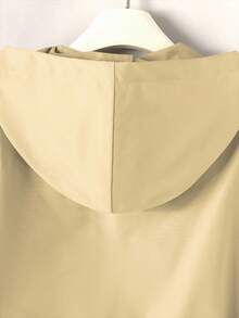 Girls Casual Drawstring Hooded Mid-Length Jacket Fall Winter - Khaki - View 4