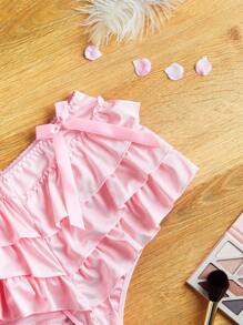 Casual Cute Pink Lace Trim Tween Girls Underwear Panties - Pink - View 4