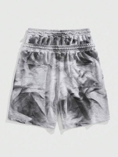 Short mode avec cordon de serrage à la taille double et imprimé de lettre pour homme