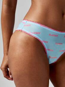 Missguided x Playboy 精致内衣文胸和内裤套装复古风格网眼设计超舒适家居服内衣套装，日常舒适春夏系列 - 彩色 - 查看 3