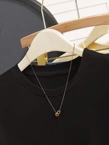 INAWLY Kaos Lengan Pendek Wanita Kasual dengan Detail Ruffle Kontras untuk Musim Panas - Hitam - View 8