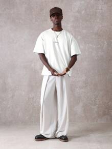 SUMWON 圣托里尼希腊旅行印花超大宽松T恤夏季度假地中海岛屿度假村节日街头服饰 - 白色 - 查看 5