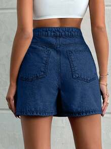 EURMUSE 100%纯棉轻洗纽扣细节短裙