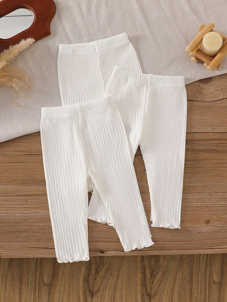 SHEIN Vintaside Kids 3 Stücke/Set Baby Mädchen Leggings, Sommer einfarbige Hosen, einfacher & süßer Stil, locker gerade Passform, geeignet für Lässig Outings, Lässig Zuhause, Outdoor Sport, Partys & Zusammenkünfte