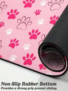 SHEIN 1pc,Creative Cartoon Paw Print Cat/Dog Lover Gift And Dog/Cat Mom Love Pet Mat, Dirt Resistant Anti-Slip Cat Lover And Cat Mom Love Litter Mat, Soft Absorbent Machine Washable Cat/Dog Lover Gift And Dog/Cat Mom Love Pet Food Bowl Mat