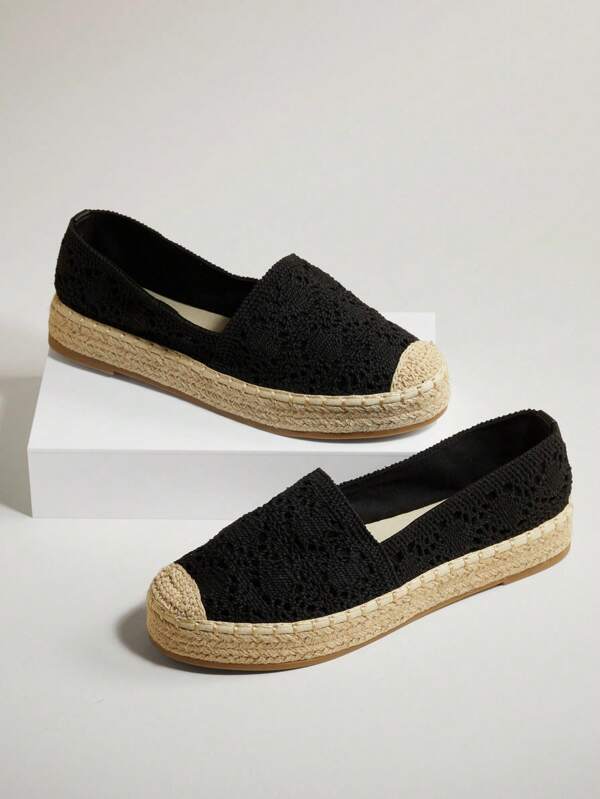 SHUZIA Zapatos planos de moda para mujer, cómodos, de malla, encaje y punta redonda calados