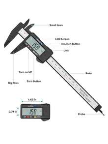 1 件 0 - 6 英寸 / 0 - 150 毫米数显卡尺测量工具电子千分尺电子数显卡尺碳纤维表盘游标卡尺仪表千分尺测量工具数字尺 - 黑色 - 查看 3