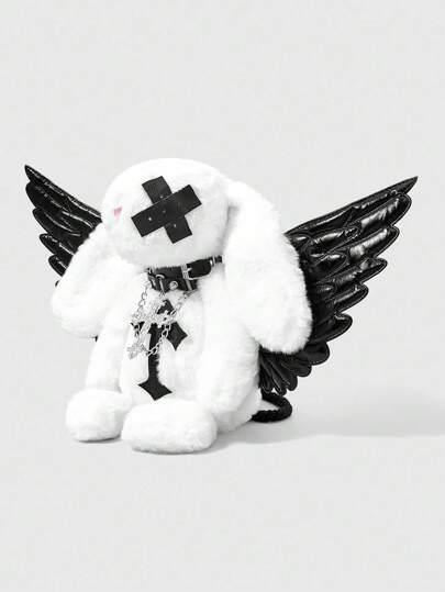 Goth Fashionable Y2K Plush Rabbit & Cross Backpack