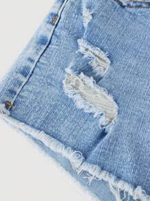 SHEIN Girlism شورت جينز مقطع بخصر منخفض مغسول بلون أحادي للمراهقات في الربيع والصيف، شورت جينز مقطع للشاطئ والحفلات الموسيقية والمهرجانات البوهيمية الصيفية، شورت جينز مقطع، شورت جينز، شورت جينز مشوه، شورت جينز للنساء، شورت جينز بخصر منخفض