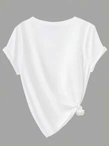 Calvaya Maglietta casual da donna taglie forti, 4 pezzi, tinta unita, scollo rotondo, manica corta, per l'estate