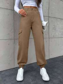 EURMUSE Women's Street Style Casual Work Jeans - Brown - View 6