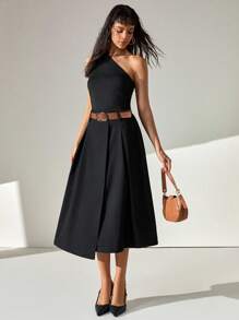 CLARA VERO Women Solid Color Belted Detailed Skirts - Black - View 4