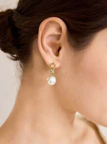 MOTF PREMIUM Pendientes colgantes con circonita cúbica y perlas falsas