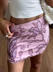 SHEIN EZwear Váy Mini Ôm Sát Phong Cách Thường Ngày Gợi Cảm Cho Nữ - Hồng - Xem 3