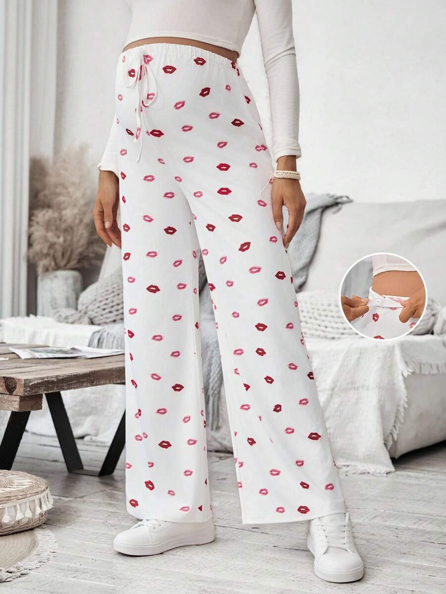 SHEIN Allover Print Casual Pants, Minimalist Style, Suitable For Daily Wear Maternity Trousers - Multicolor - View 1