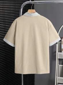 Tween Boy Classic Casual Chic Text Graphic Polo Shirt With Collar, Suitable For Spring/Summer - Multicolor - View 3