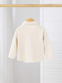 SHEIN Baby Girl Front Button Pocket Casual Versatile Long Sleeve Jacket,In Fall/Winter - Beige - View 2