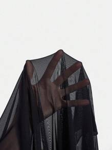 SHEIN EZwear Plus Size Women's Summer Slit See-Through Mesh Skirt (Undershorts Not Included) - Black - View 6