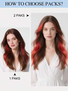 9AM Hair Colored Clip In Hair Extensions 100% Real Human Hair 18 Inch 3 Chiếc Đỏ/Xanh Dương/Xanh Lá/Hồng/Cam Vô Hình Thẳng Highlight Nhiều Màu Sắc Tóc Giả Cầu Vồng Cho Phụ Nữ/Bé Gái - Nhiều màu - Xem 11