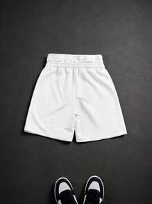 PAVTROS 2件装男士字母印花抽绳腰宽松短裤