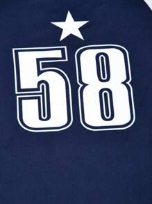 SHEIN ChillGRL 2件套女童海军蓝数字印花长袖上衣和阔腿裤休闲装 - 藍色 - 查看 8