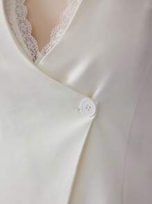 Celure Plus Size Plain V-Neck Long Sleeve Versatile Elegant Office Blazer