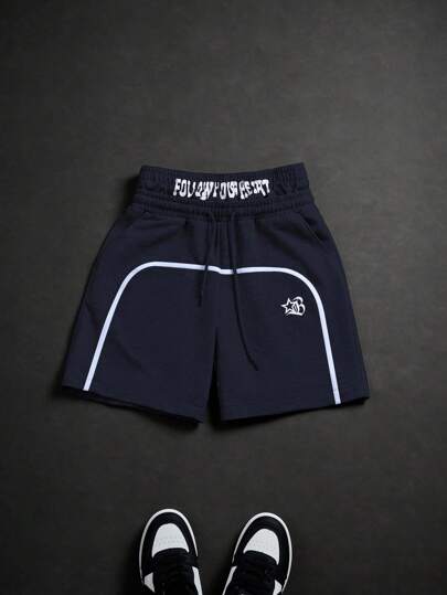 PAVTROS 印花抽绳腰宽松休闲男士短裤，夏季