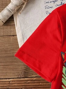 Rubble X SHEIN 小男孩卡通小狗印花圆领短袖T恤