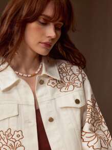 MOTF PREMIUM EMBROIDERY BUTTON UP DENIM JACKET